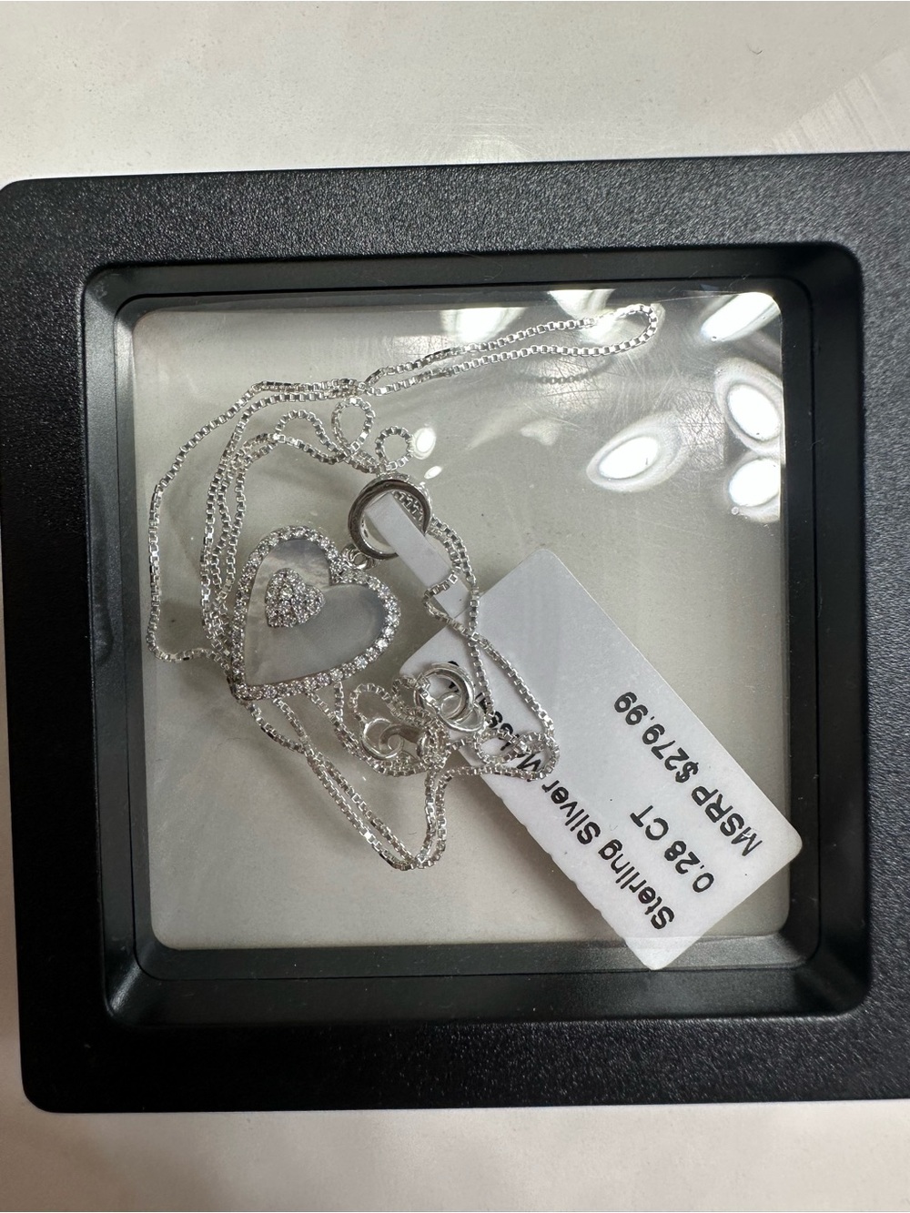 .925 Sterling Silver Moissanite Heart Pendant Necklace